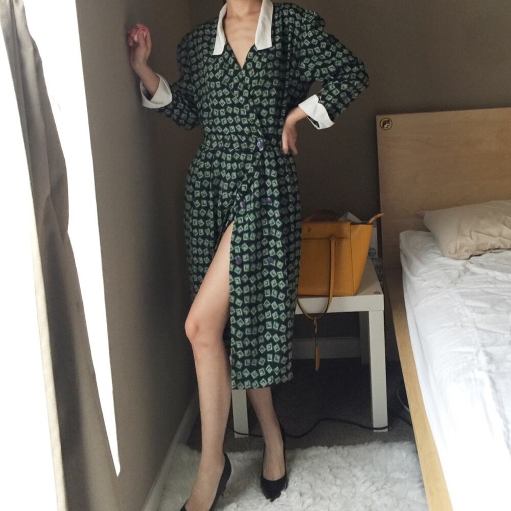 Liz Roberts Vtg 80s Silk Wrap Dress.-CA2